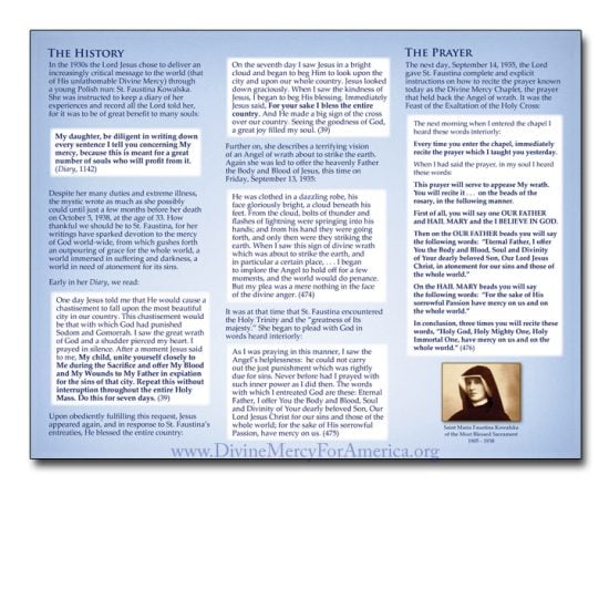 Chaplet Of Mercy Brochure Pack Divine Mercy