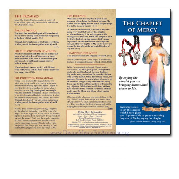 Chaplet Of Mercy Brochure- 50 Pack - Divine Mercy